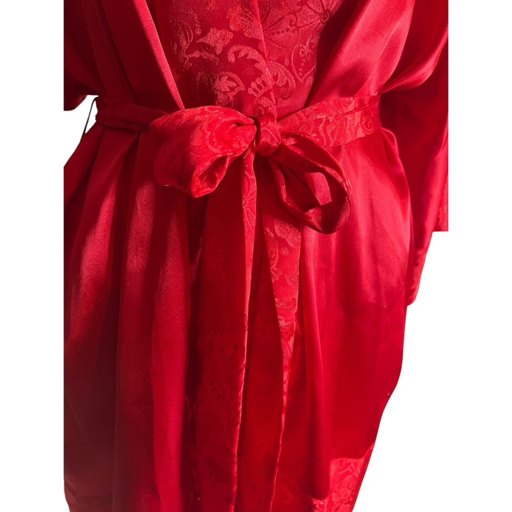 Vintage Victoria’s Secret Gold Label red floral damask satin & lace robe and ted - Picture 14 of 16